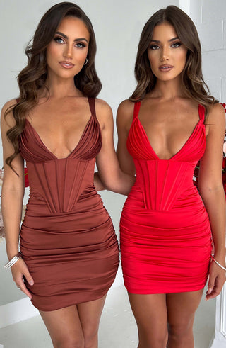 Izabella Mini Dress - Red - glavon