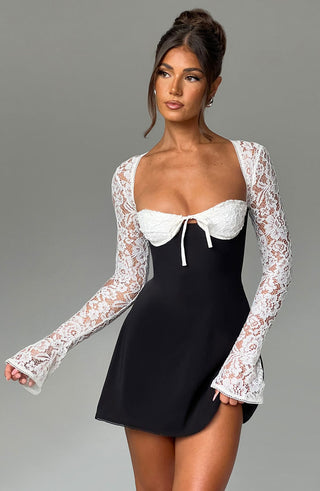 Jacinta Mini Dress - Black/White - glavon