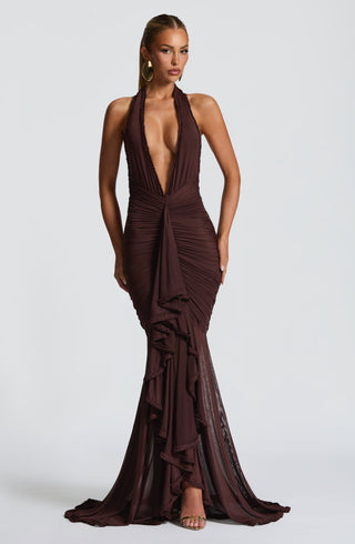 Janessa Maxi Dress - Plum Brown - glavon