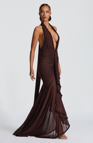 Janessa Maxi Dress - Plum Brown - glavon