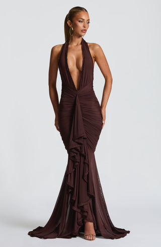Janessa Maxi Dress - Plum Brown - glavon