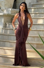 Janessa Maxi Dress - Plum Brown - Napalia