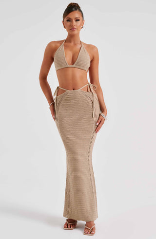 Jia Maxi Skirt - Beige - glavon
