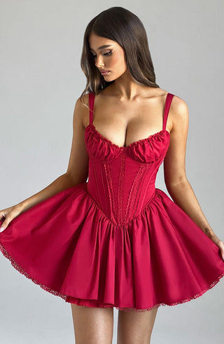 Josie Mini Dress - Red - glavon