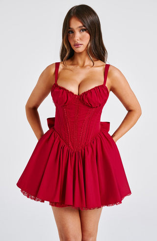 Josie Mini Dress - Red - glavon