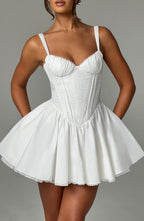 Josie Mini Dress - White - glavon