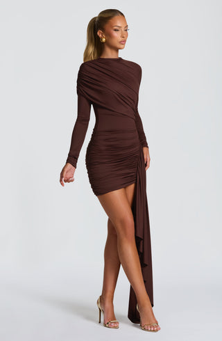 Jovanna Mini Dress - Plum Brown - glavon