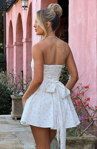 Katrina Mini Dress - Blush Floral Print - glavon