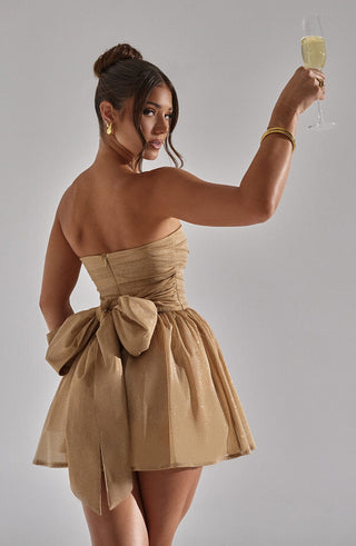 Katrina Mini Dress - Gold Sparkle - glavon