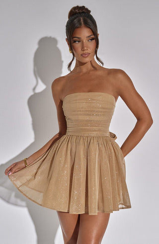 Katrina Mini Dress - Gold Sparkle - glavon
