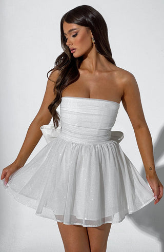 Katrina Mini Dress - Ivory Sparkle - glavon