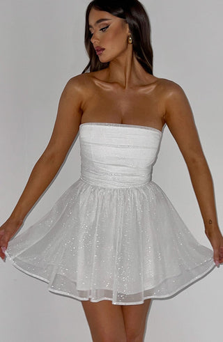 Katrina Mini Dress - Ivory Sparkle - glavon
