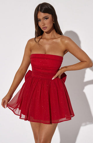 Katrina Mini Dress - Red Sparkle - glavon