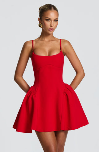 Kiah Mini Dress - Red - glavon