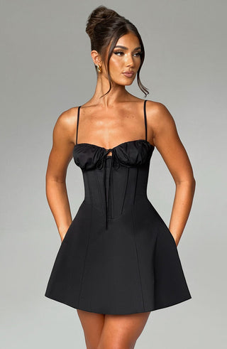 Lacey Mini Dress - Black - glavon