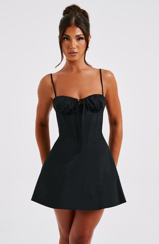 Lacey Mini Dress - Black - glavon