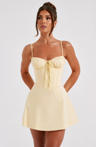 Lacey Mini Dress - Lemon - glavon