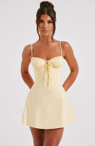 Lacey Mini Dress - Lemon - glavon