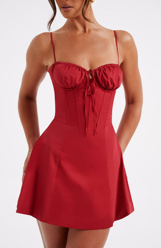 Lacey Mini Dress - Red - glavon