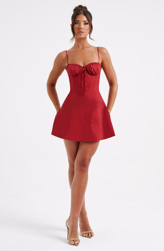 Lacey Mini Dress - Red - glavon