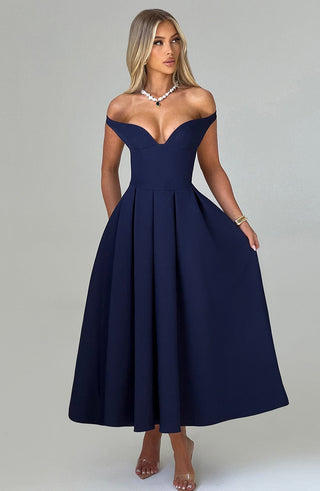 Lanetta Midi Dress - Navy - glavon