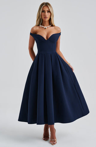 Lanetta Midi Dress - Navy - glavon