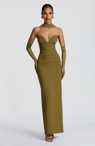 Lindsey Maxi Dress - Deep Olive - glavon