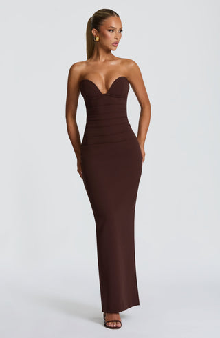 Lindsey Maxi Dress - Plum Brown - glavon