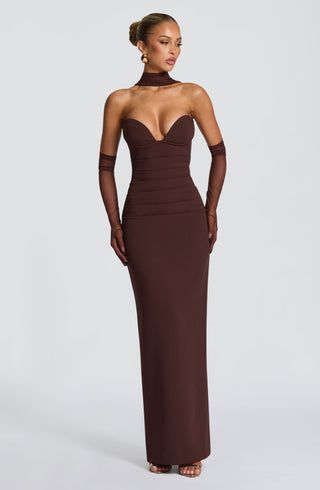 Lindsey Maxi Dress - Plum Brown - glavon