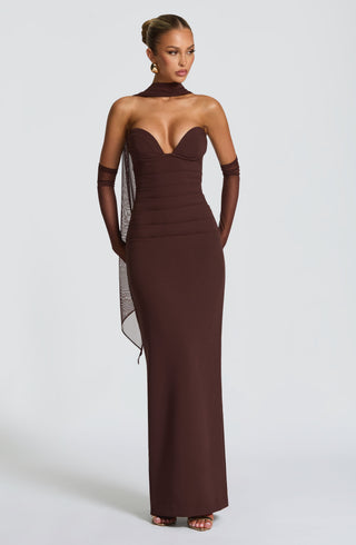 Lindsey Maxi Dress - Plum Brown - glavon