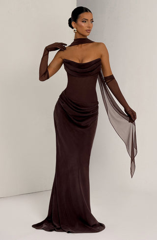 Liora Maxi Dress - Plum Brown - glavon