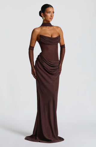 Liora Maxi Dress - Plum Brown - glavon