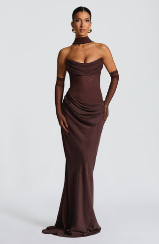 Liora Maxi Dress - Plum Brown - glavon