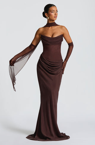 Liora Maxi Dress - Plum Brown - glavon