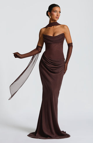 Liora Maxi Dress - Plum Brown - glavon