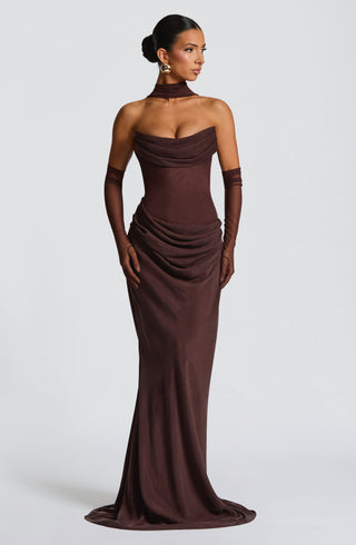 Liora Maxi Dress - Plum Brown - glavon
