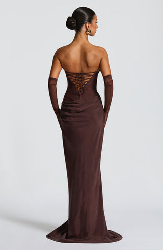 Liora Maxi Dress - Plum Brown - glavon