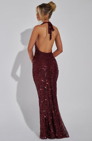 Lorena Maxi Dress - Wine Lined - glavon