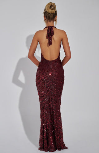Lorena Maxi Dress - Wine Lined - glavon