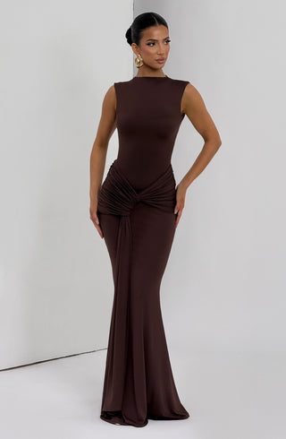 Lorenza Maxi Dress - Plum Brown - glavon