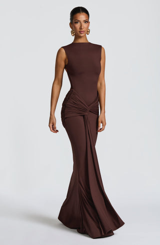 Lorenza Maxi Dress - Plum Brown - glavon