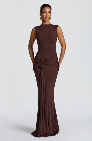 Lorenza Maxi Dress - Plum Brown - glavon