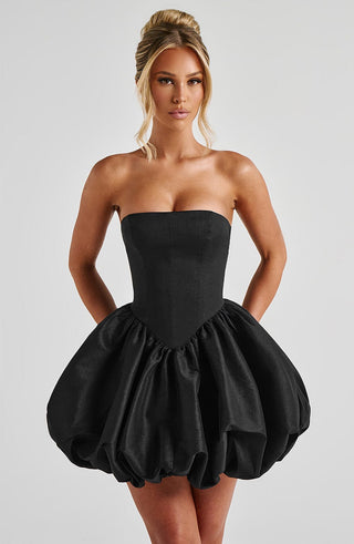 Lotus Mini Dress - Black - glavon