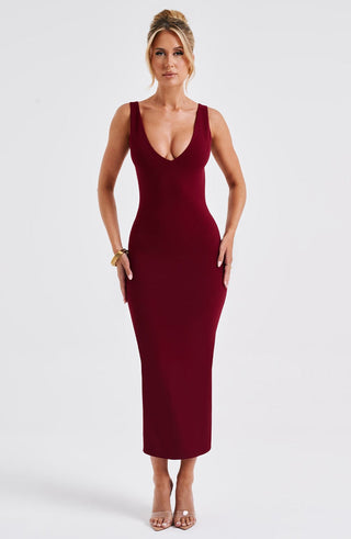 Lucinda Midi Dress - Burgundy - glavon