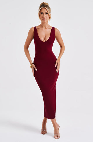 Lucinda Midi Dress - Burgundy - glavon