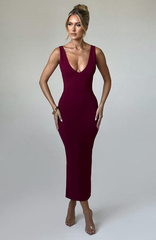 Lucinda Midi Dress - Burgundy - glavon