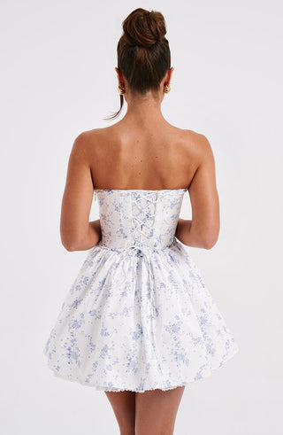 Maeve Mini Dress - Blue Ditsy Print - glavon