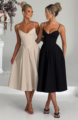 Mariella Midi Dress - Beige - glavon