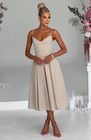 Mariella Midi Dress - Beige - glavon