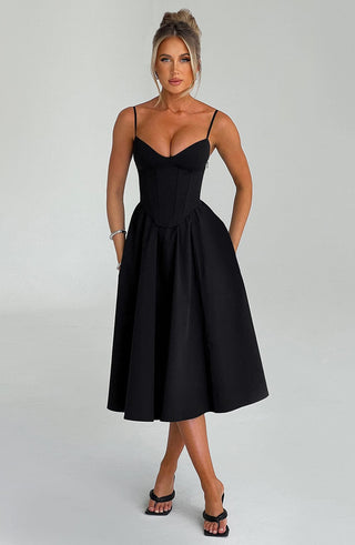 Mariella Midi Dress - Black - glavon